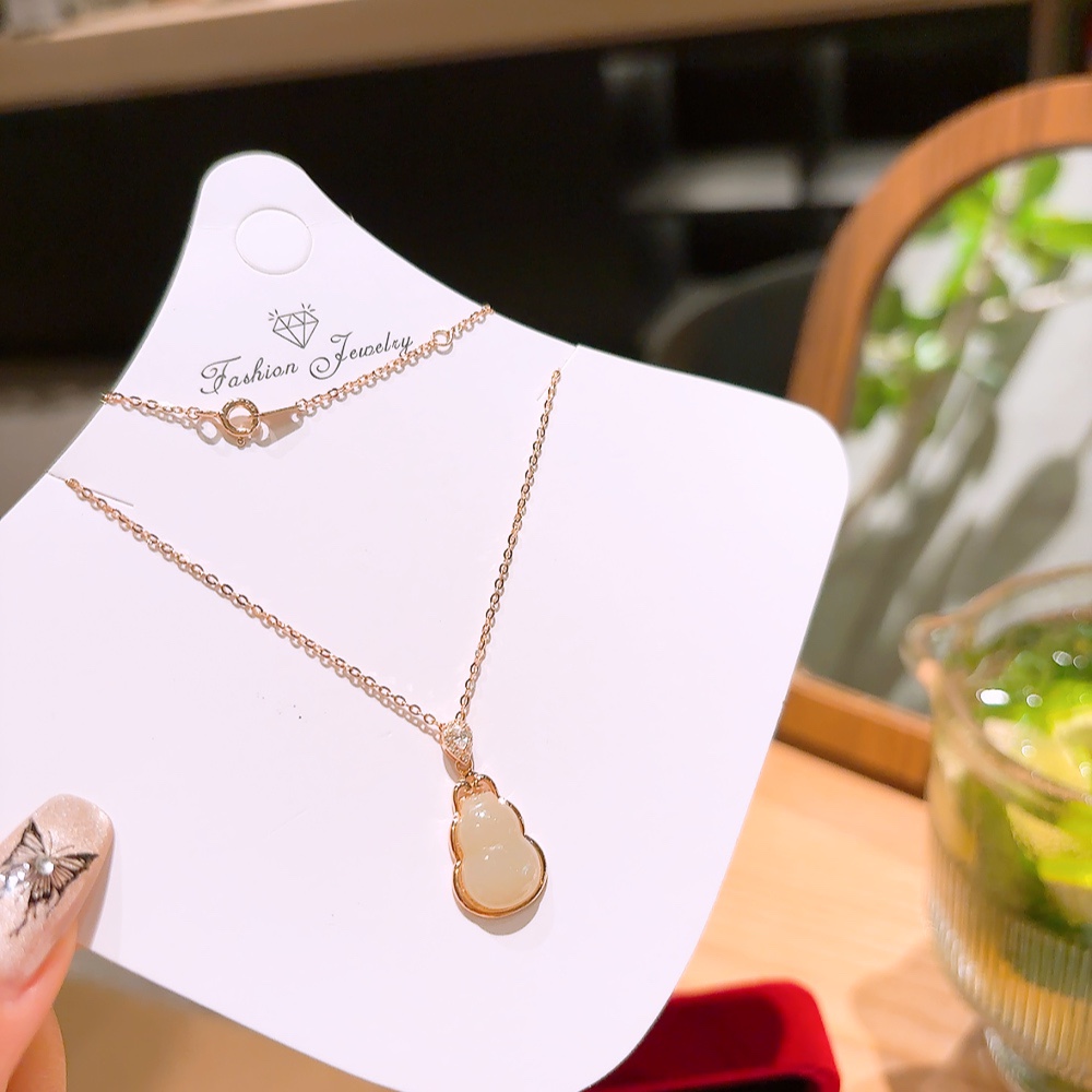 925 Silver Hetian Jade Necklace Korean Style Gift for Her Gold