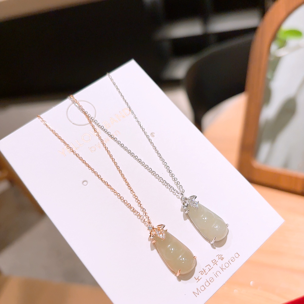 S925 Sterling Silver Hetian Jade Necklace Forest Banquet Gold