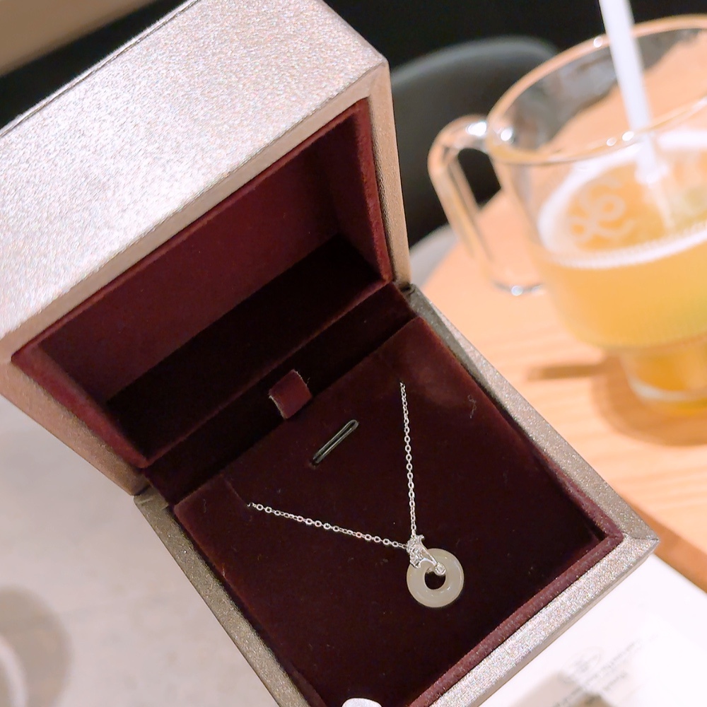 Nickel Free Silver Hetian Jade Necklace Fashion Housewarming Gold