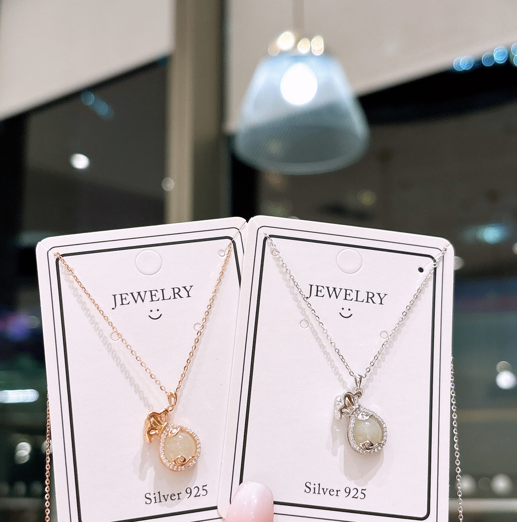 S925 Sterling Silver Hetian Jade Necklace Ethereal Housewarming Silver