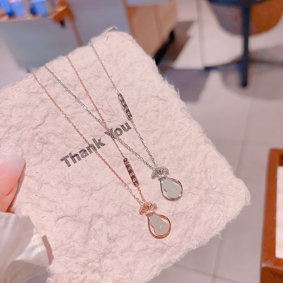 Fine Silver Hetian Jade Necklace Light Luxury Birthday Silver