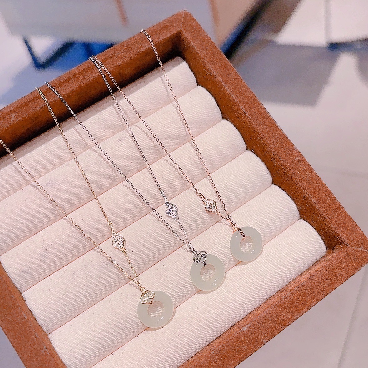 High Polish Silver Hetian Jade Necklace Delicate Teacher's Day Silver