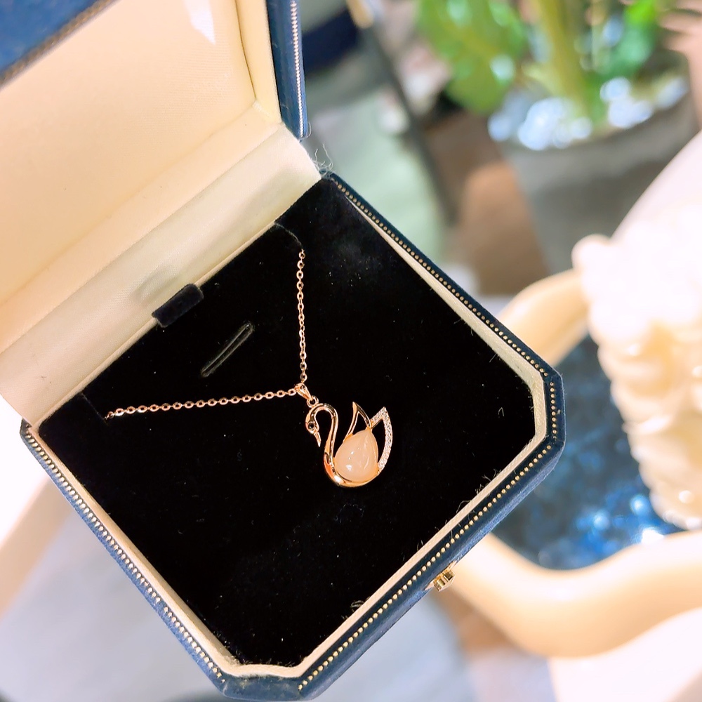 925 Silver Hetian Jade Necklace Fresh Wedding Registration Gold