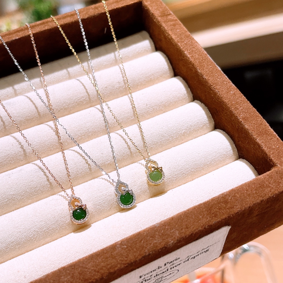 925 Silver Jasper Necklace Ins Style Christmas Gold