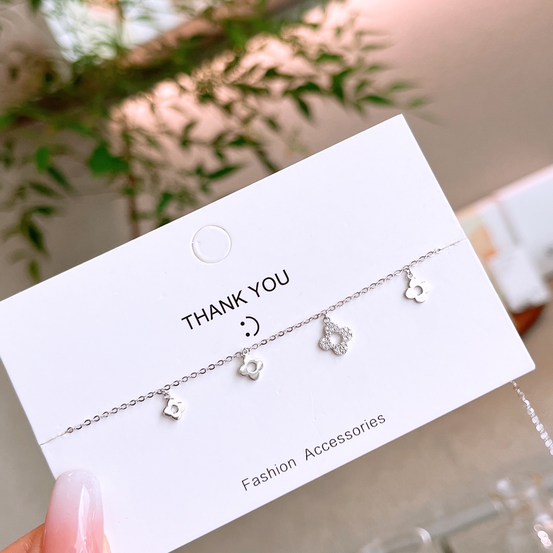 S925 Sterling Silver Anklet Sweet Father's Day Gold