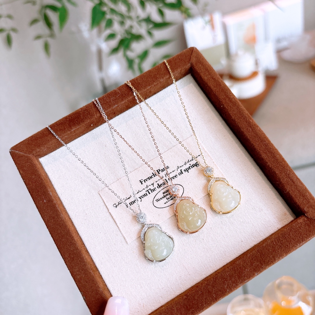Nickel Free Silver Hetian Jade Necklace Playful Anniversary Gold