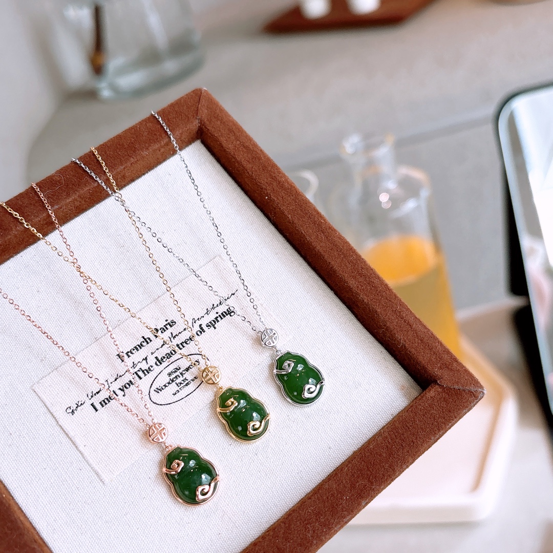 Fine Silver Jasper Necklace Forest Office Gold