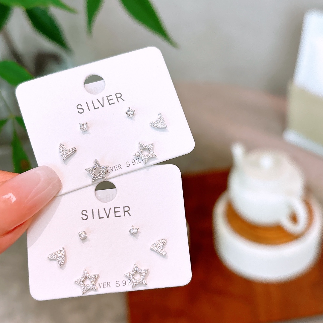 Solid Silver Earrings Light Luxury Office Gold