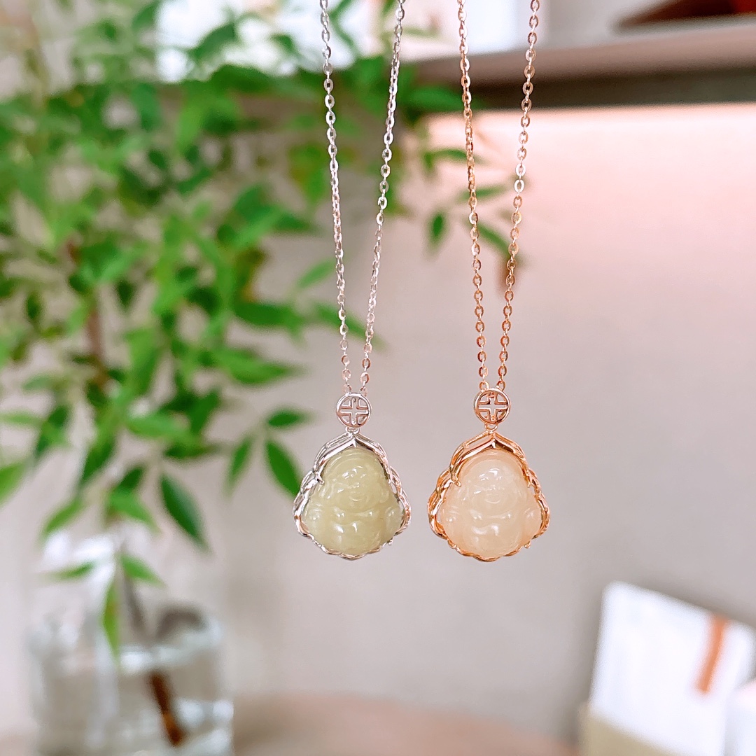 Low Allergy Silver Hetian Jade Necklace Minimalist Mother's Birthday