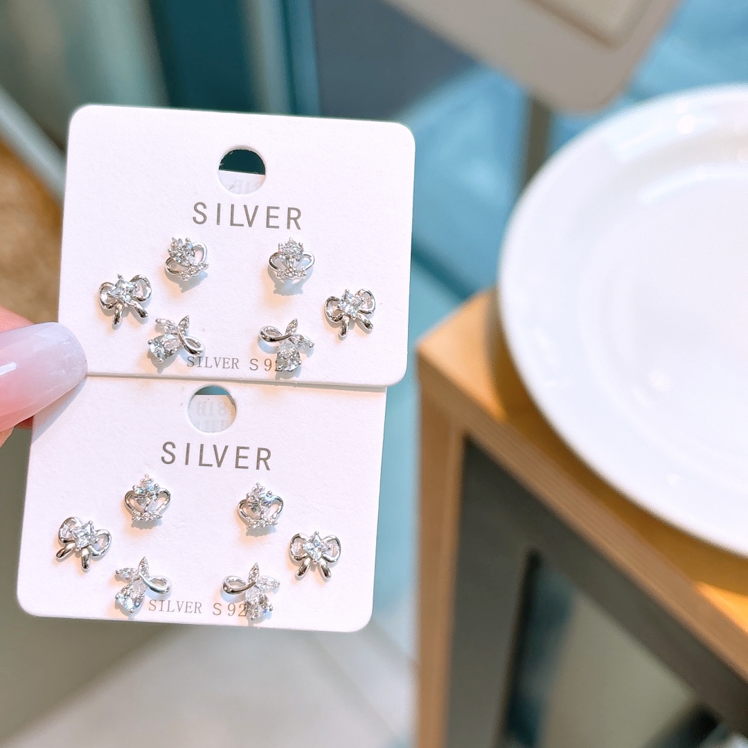 S925 Sterling Silver Earrings Korean Style Everyday Wear Silver