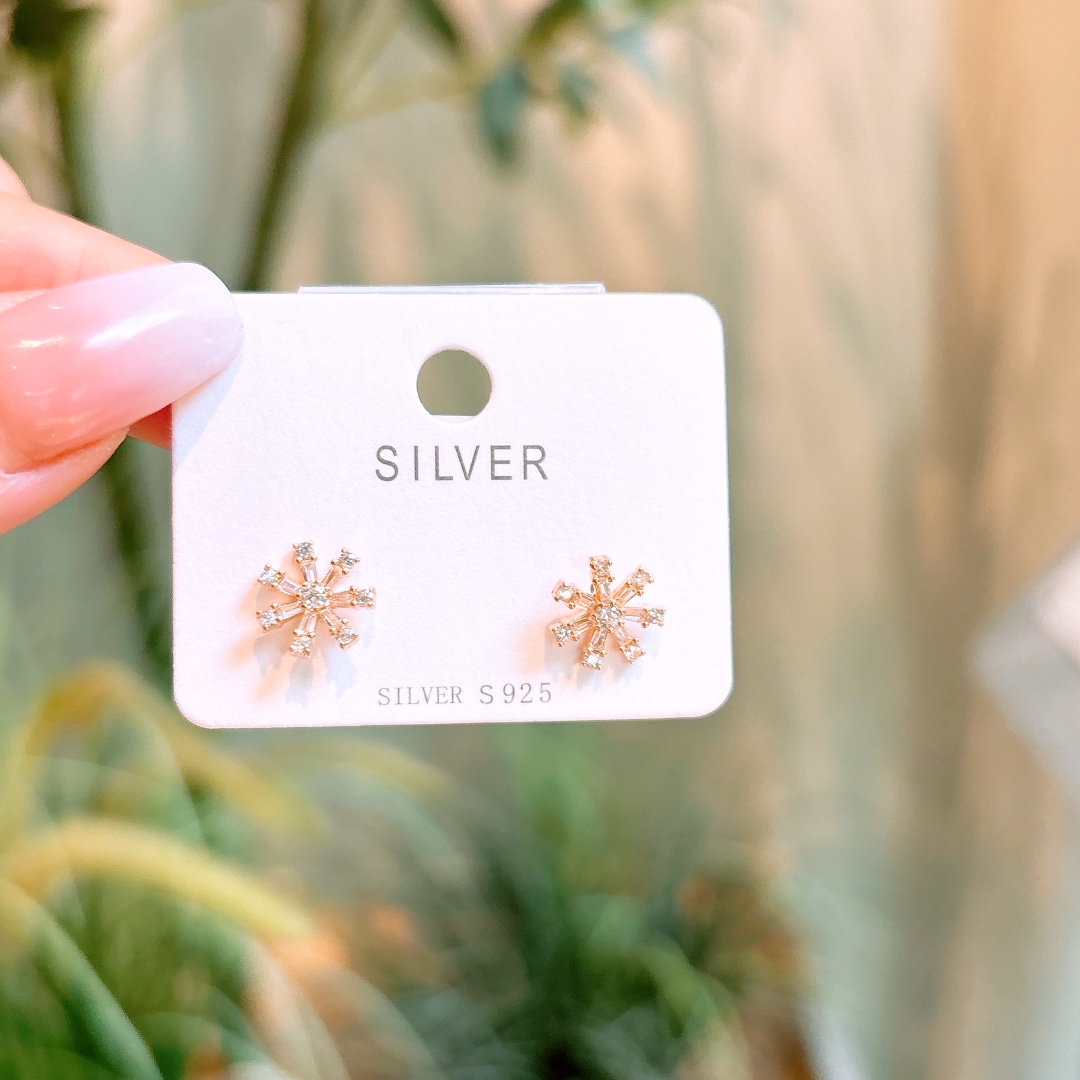 Solid Silver Earrings Intellectual New Year Gold