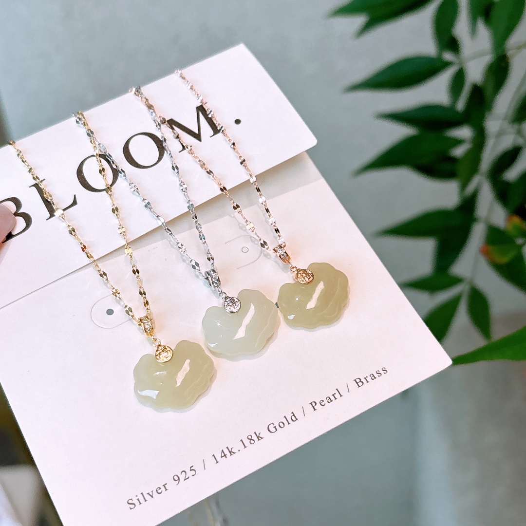 Nickel Free Silver Hetian Jade Necklace Dainty Party Silver