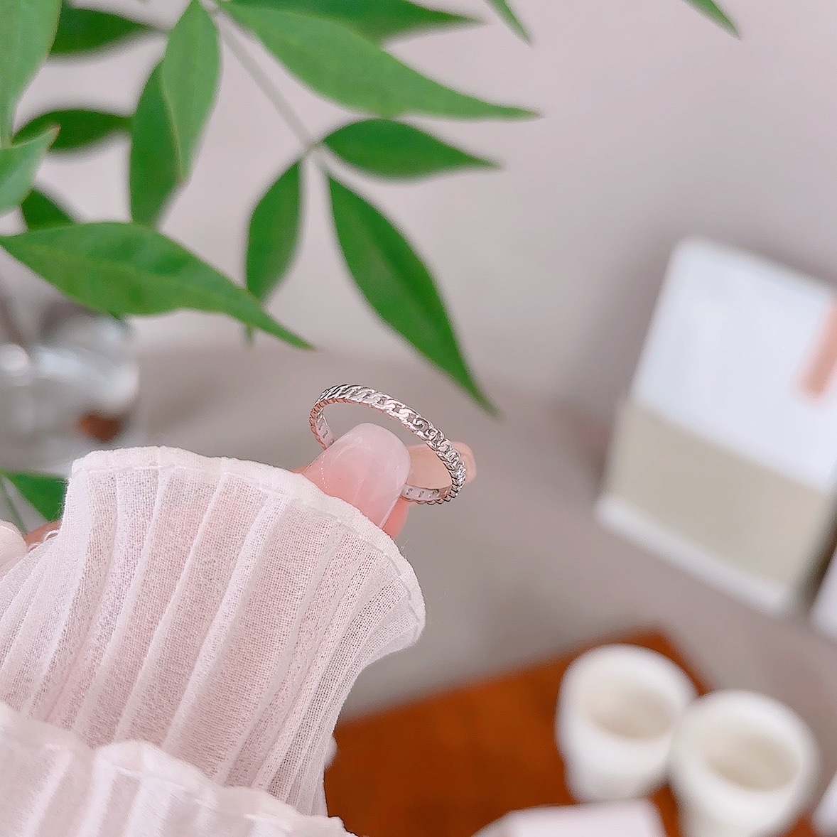 High Polish Silver Ring Delicate Spring Festival Silver