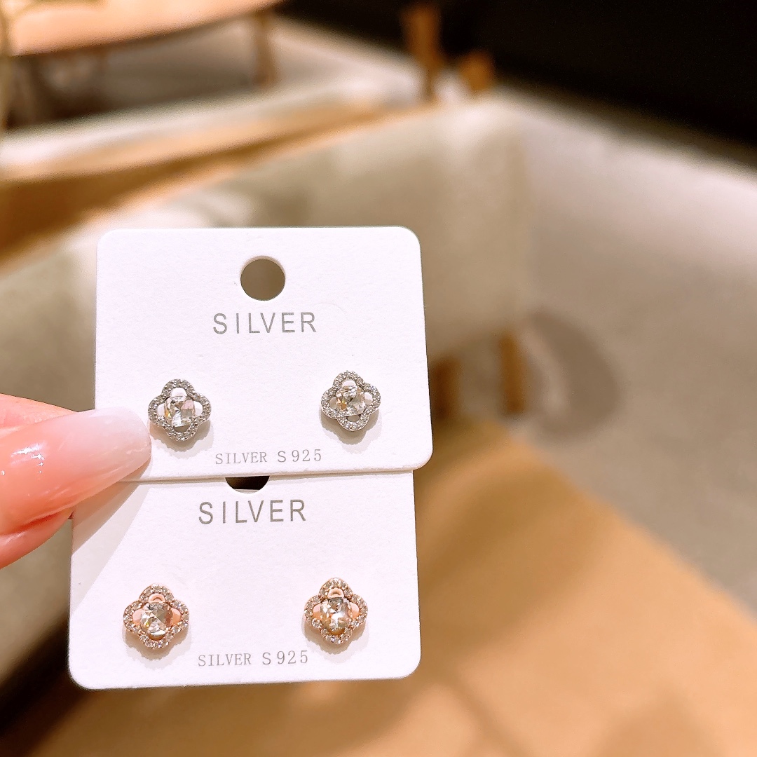 925 Silver Earrings Delicate Banquet Gold