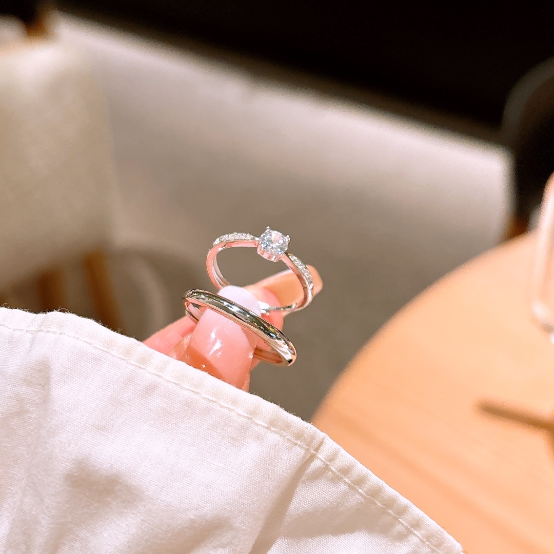 High Polish Silver Couple Rings Cute Office Gold