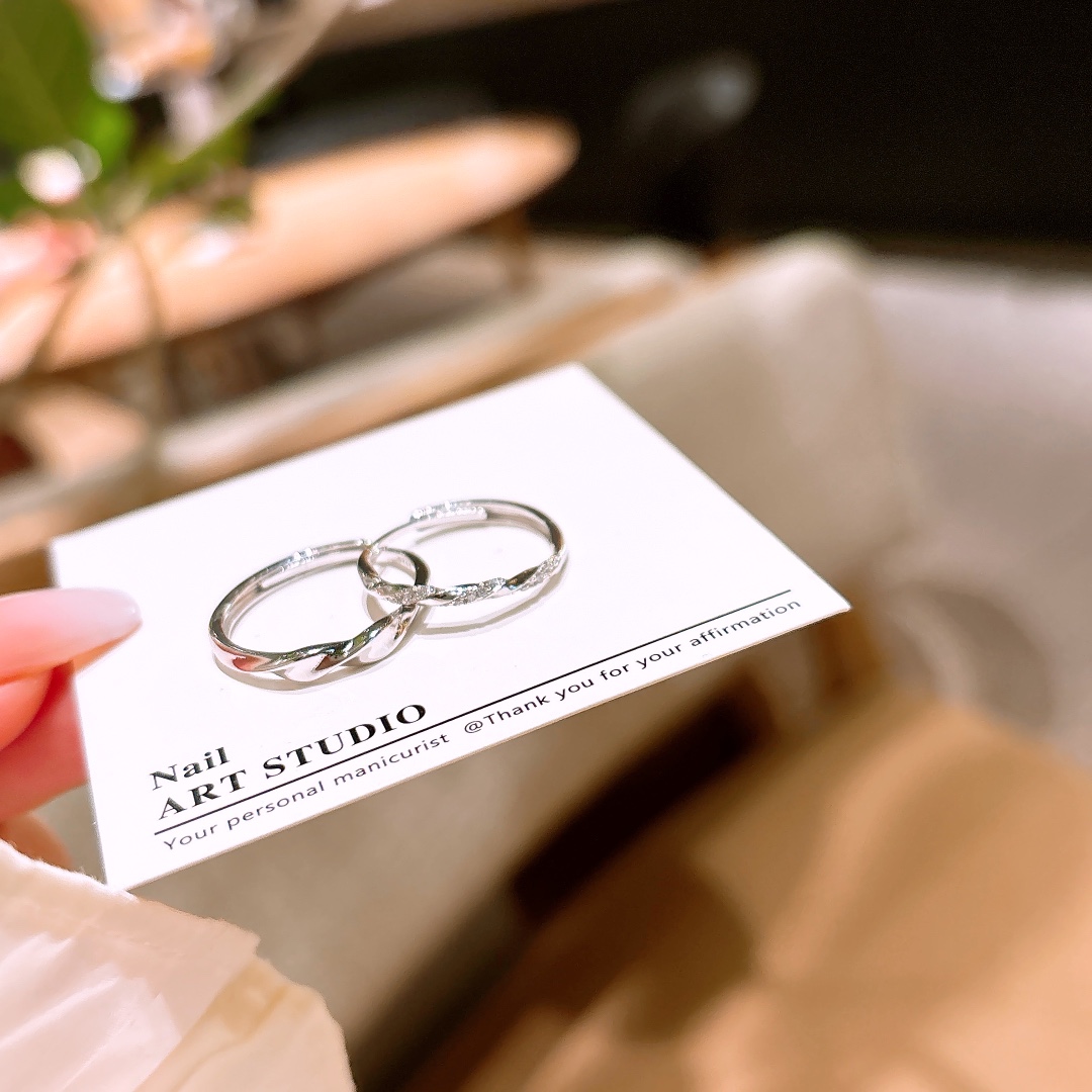 Solid Silver Couple Rings Sweet New Year Silver