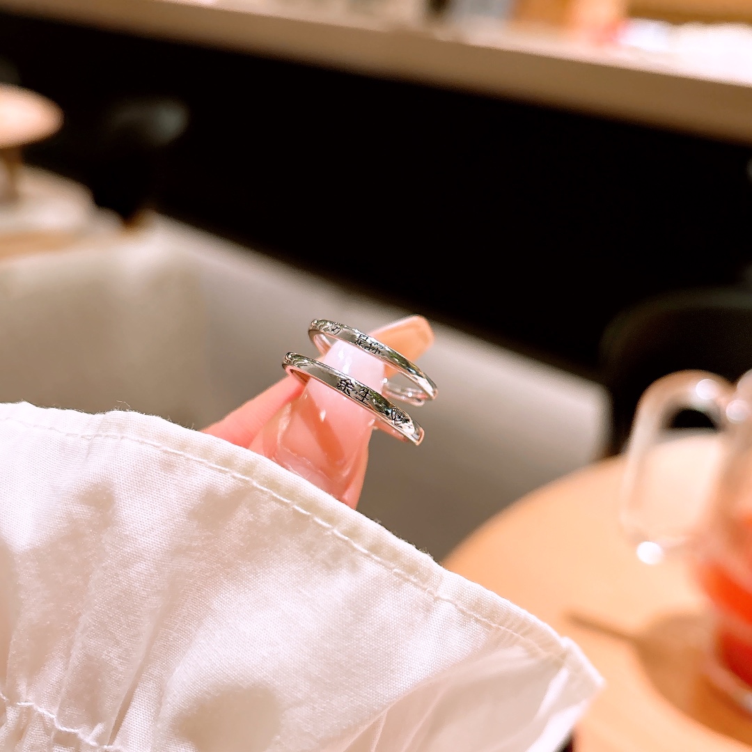 Solid Silver Couple Rings French Bestie Gift Silver