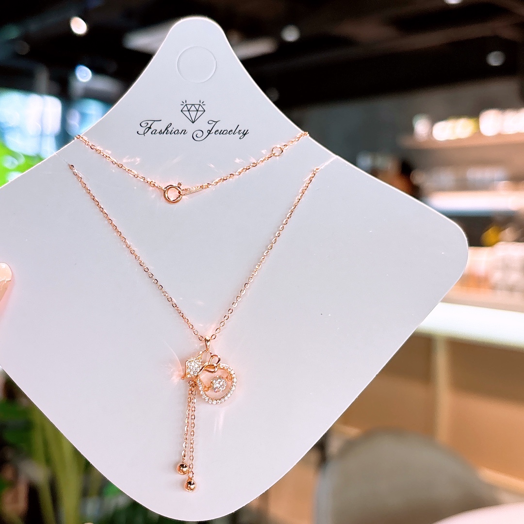 Hypoallergenic Silver Necklace Playful Proposal Gold