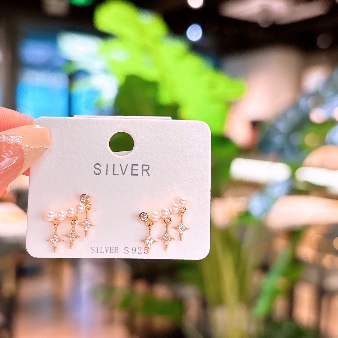 925 Silver Earrings Light Luxury Wedding Registration Silver