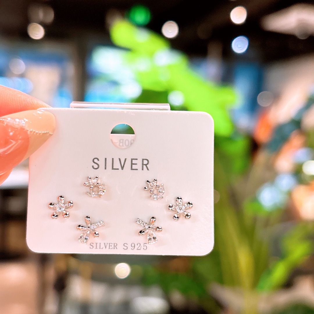 S925 Sterling Silver Earrings Pure Engagement Silver