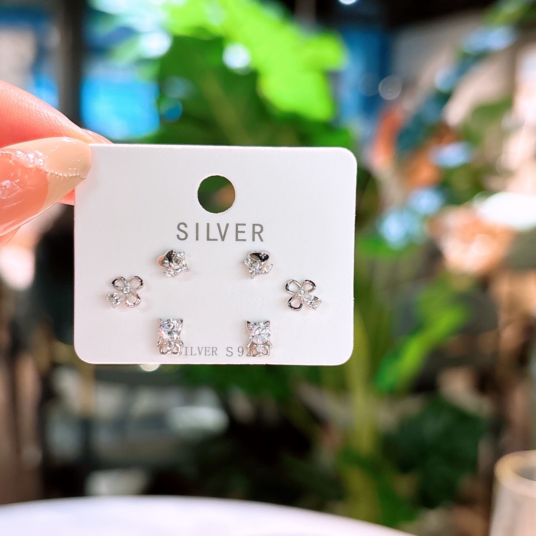 Solid Silver Earrings Girly Gift for Her Silver