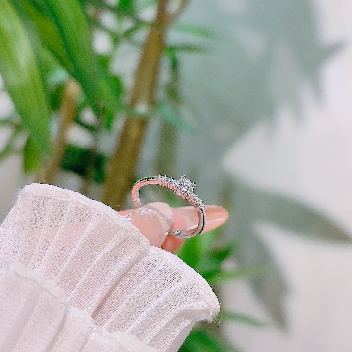 Solid Silver Moissanite Ring Forest Travel Gold