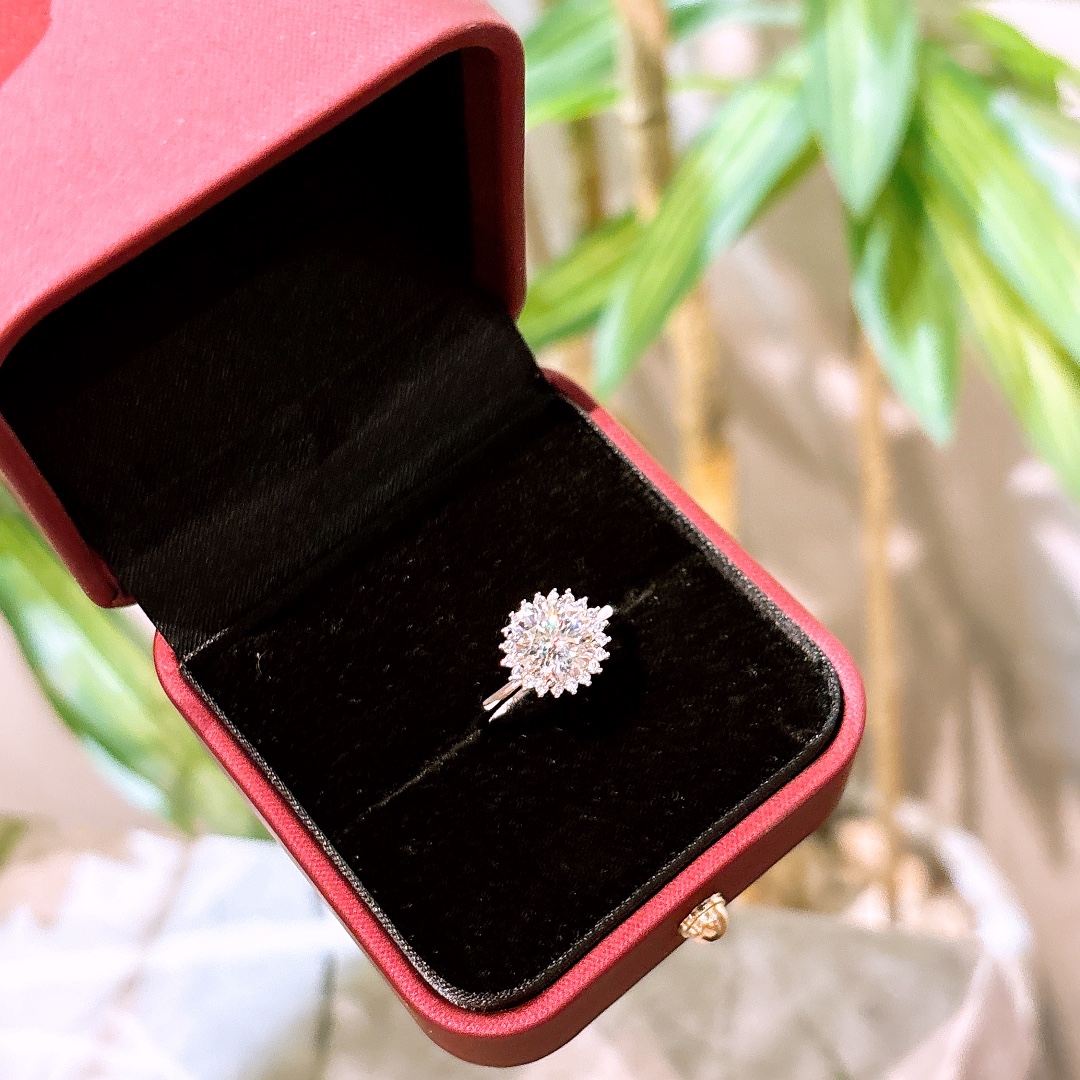 S925 Sterling Silver Moissanite Ring Unique Wedding Favor Gold