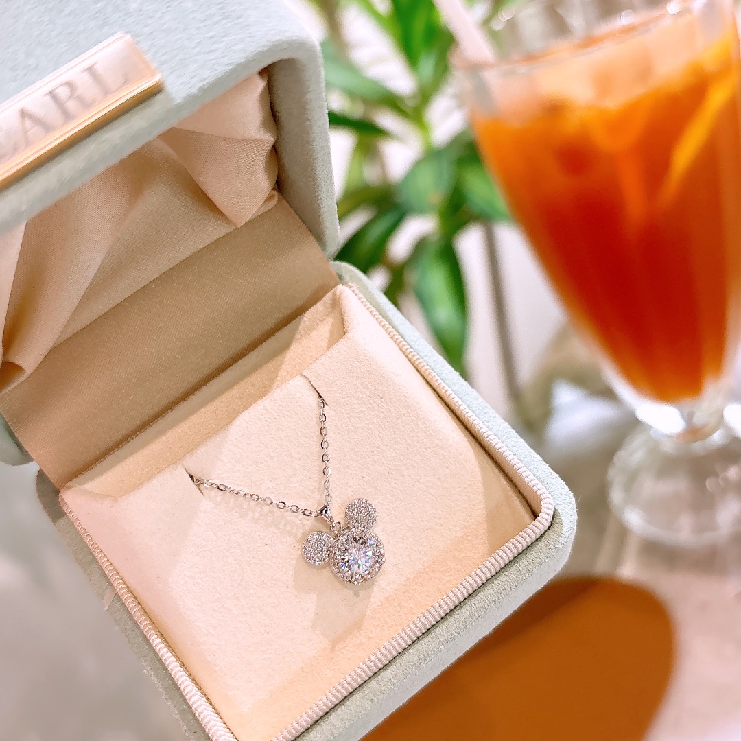 Solid Silver Moissanite Necklace Delicate Party Silver