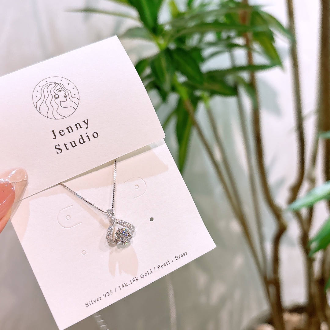 Solid Silver Moissanite Necklace Dainty New Year Gold