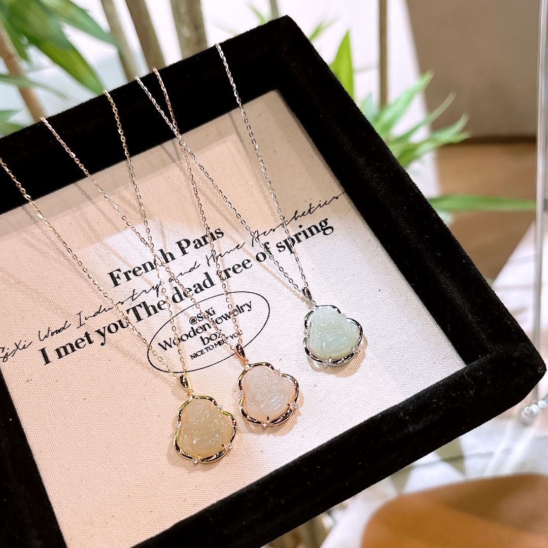 High Polish Silver Hetian Jade Necklace Fresh Valentine's Day Silver