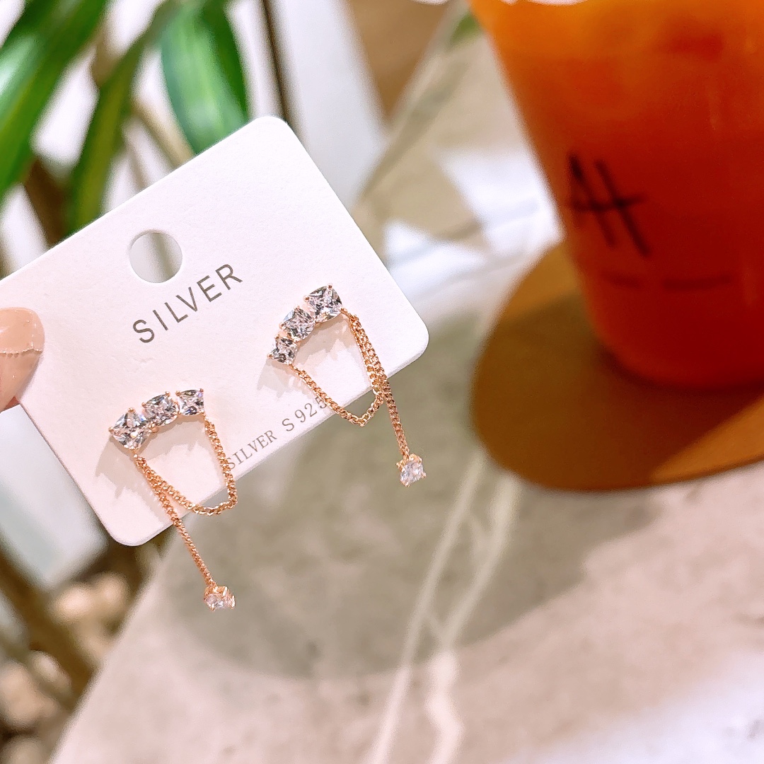 Hypoallergenic Silver Earrings Korean Style Wedding Registration Gold