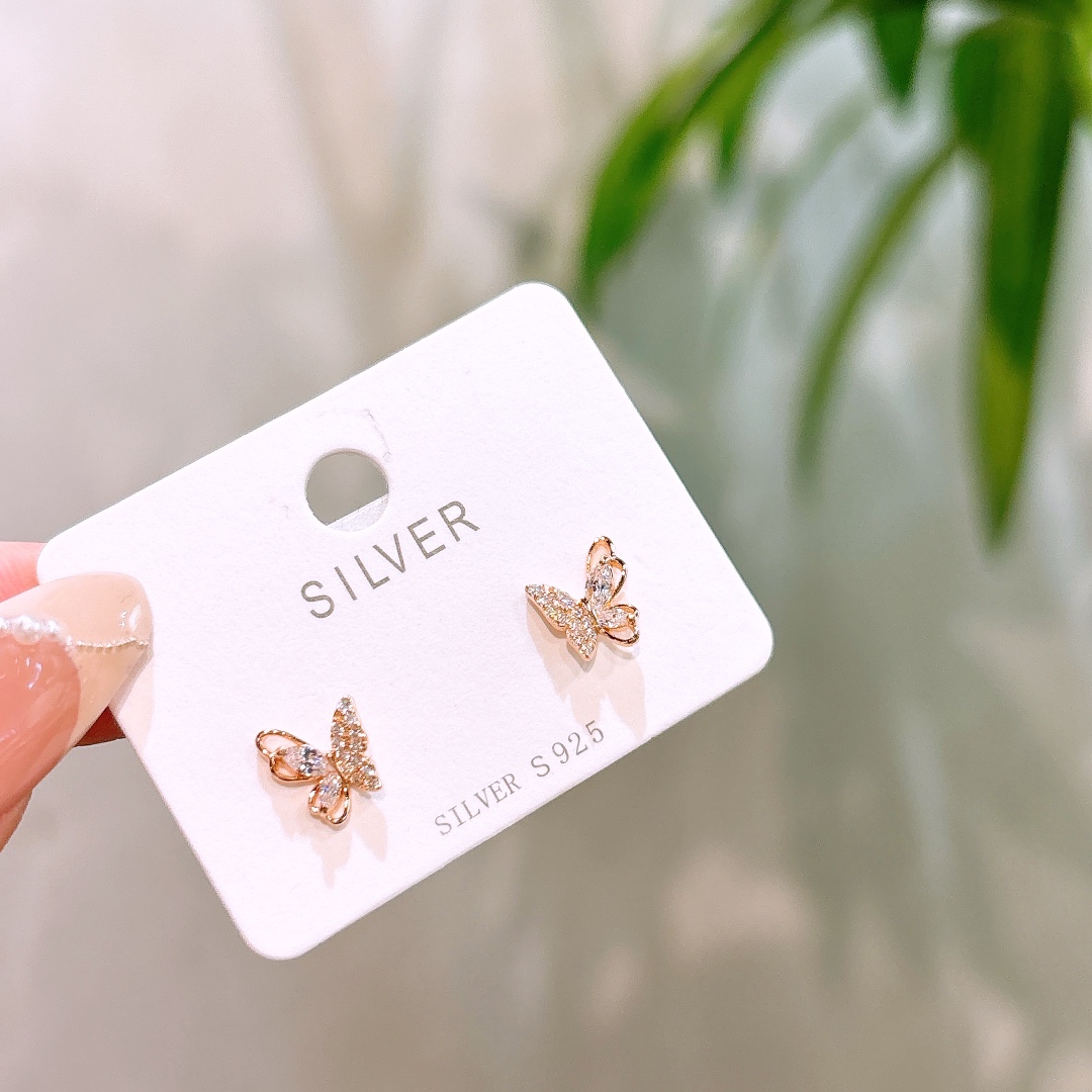 S925 Sterling Silver Earrings Korean Style Party Gold