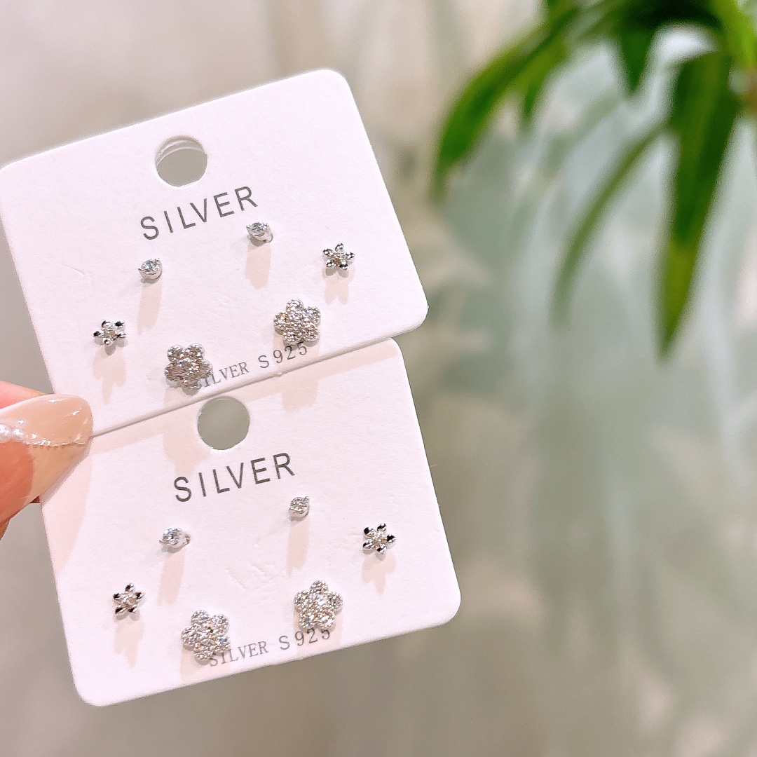 S925 Sterling Silver Earrings Precision Christmas Silver