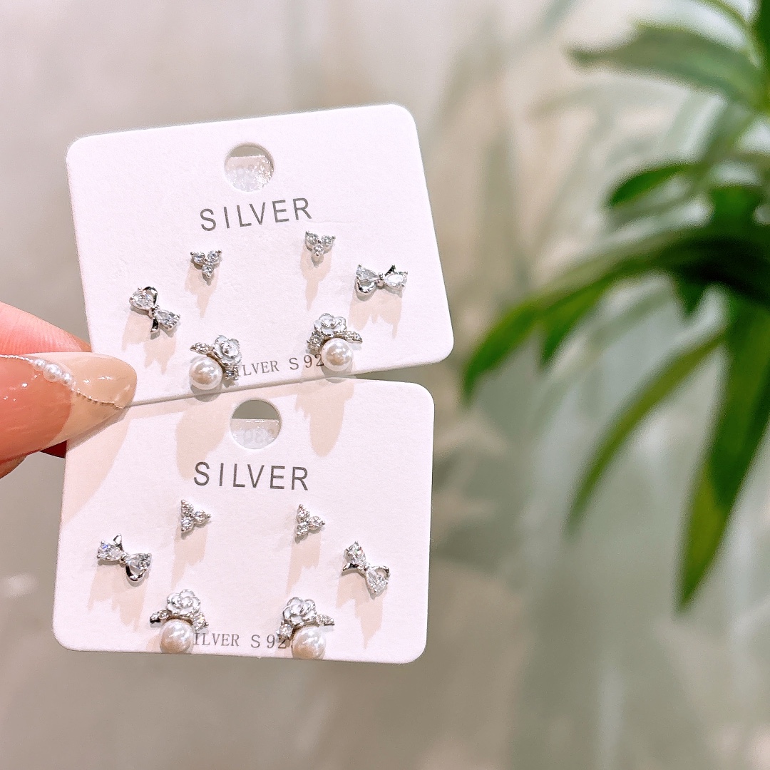 S925 Sterling Silver Earrings Korean Style Anniversary Silver