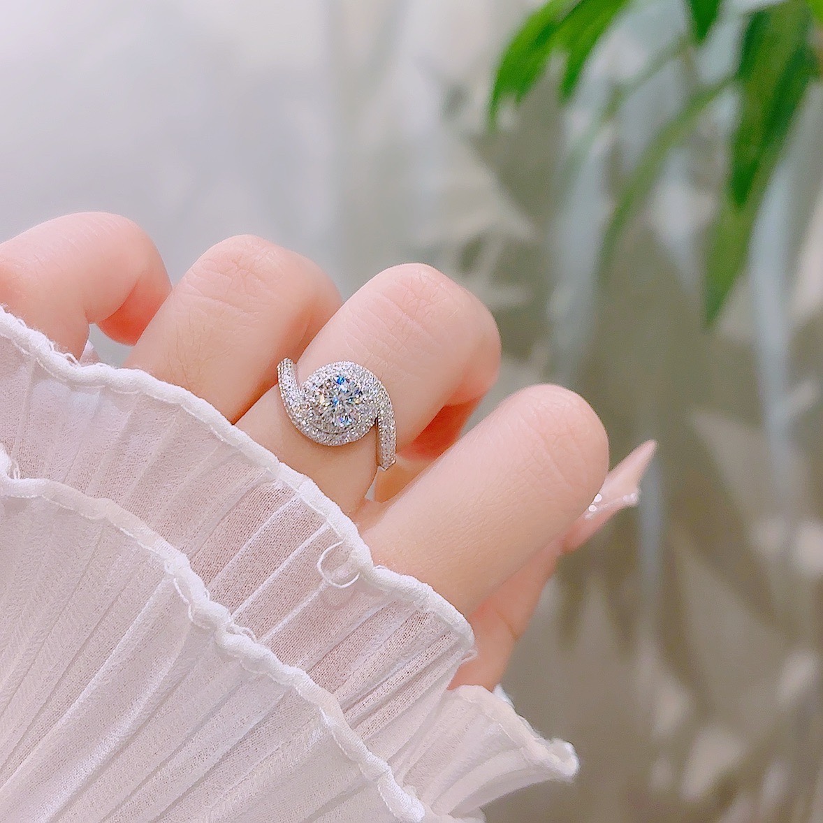 S925 Sterling Silver Moissanite Ring Delicate Confession Silver