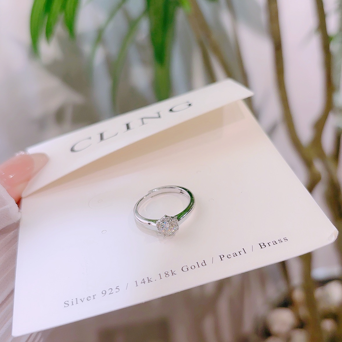 Nickel Free Silver Moissanite Ring Sweet Annual Party Silver