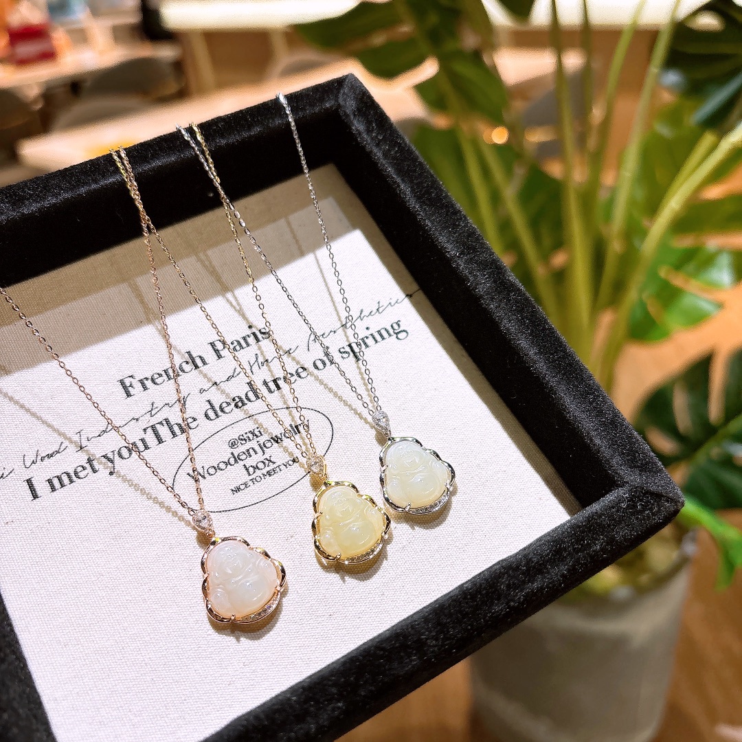 Nickel Free Silver Hetian Jade Necklace Premium Workplace Silver