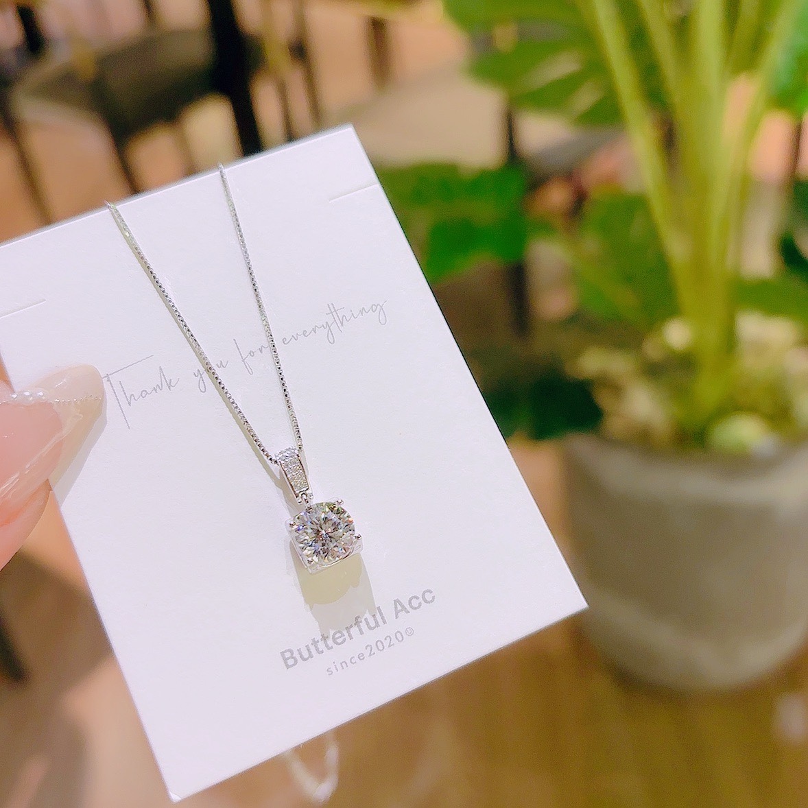 S925 Sterlingsilber Moissanit Kette Intellektuell Bankett Silber