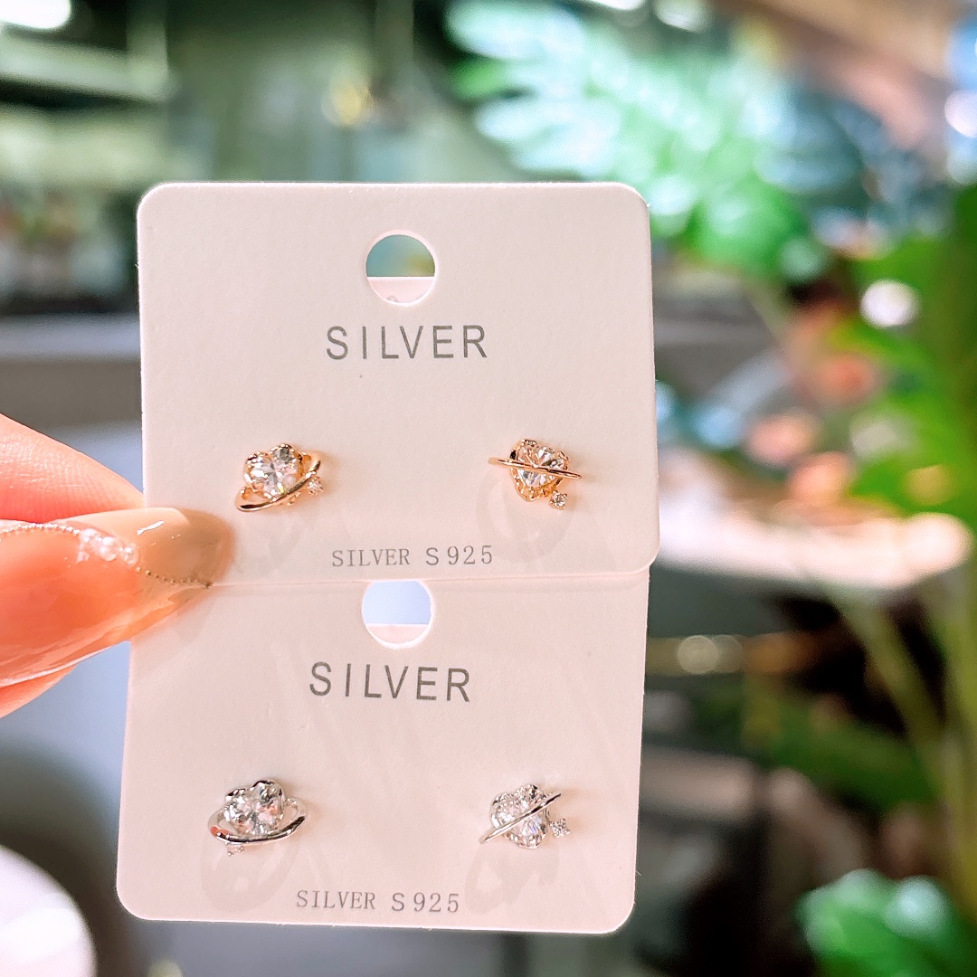 Nickel Free Silver Earrings Korean Style Self-love Silver