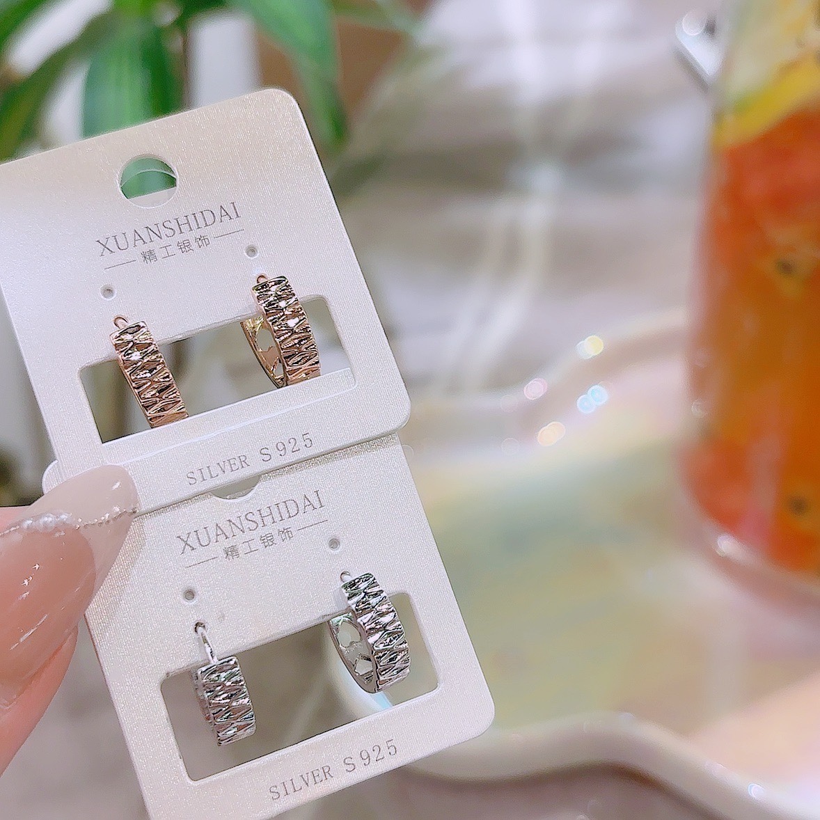 S925 Sterling Silver Ear Cuffs Korean Style Party Gold