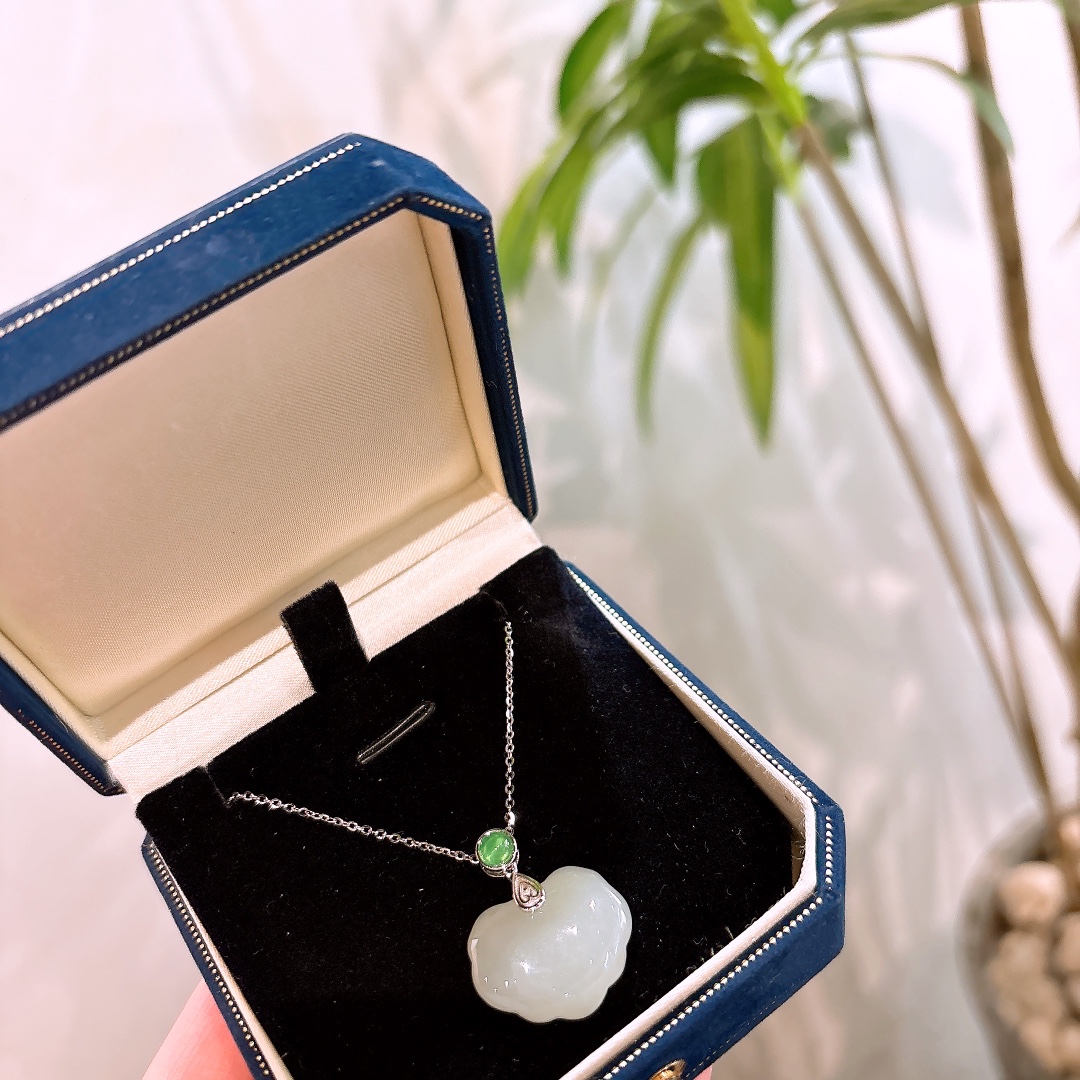 925 Silver Hetian Jade Necklace Artistic Travel Silver