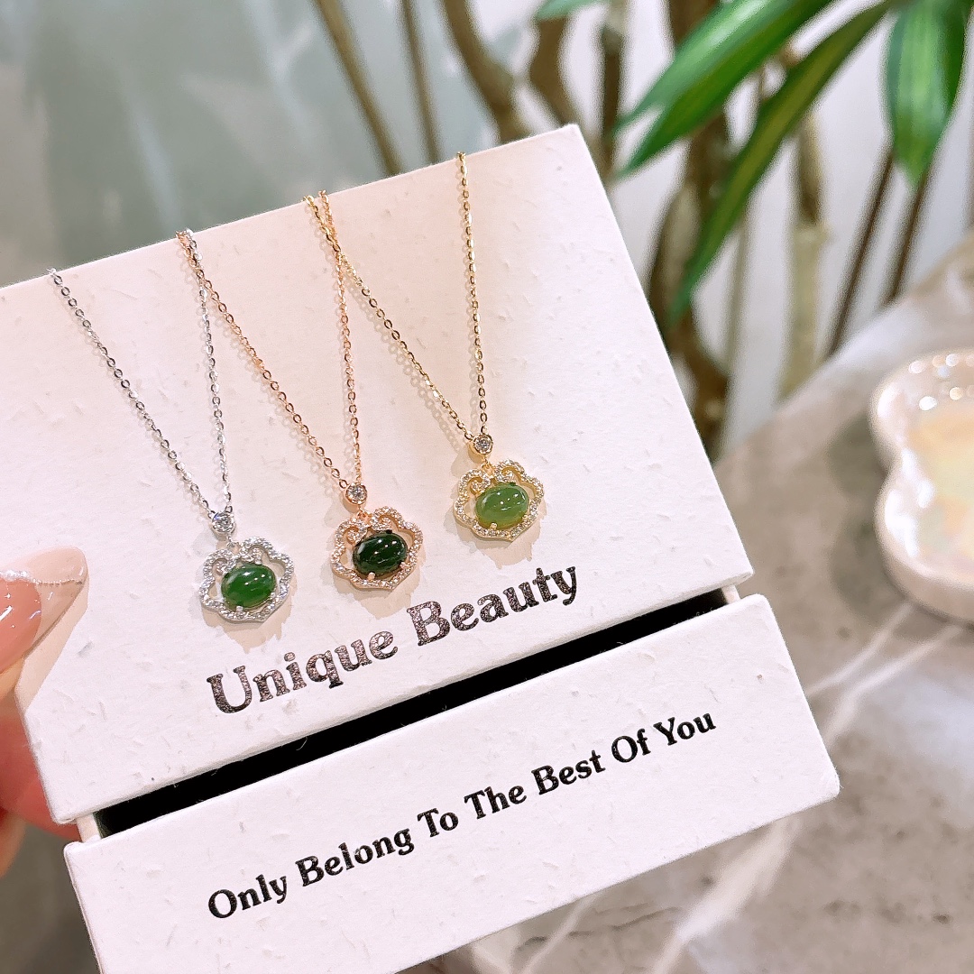 Hypoallergenic Silver Jasper Necklace Ethereal Everyday Wear Gold