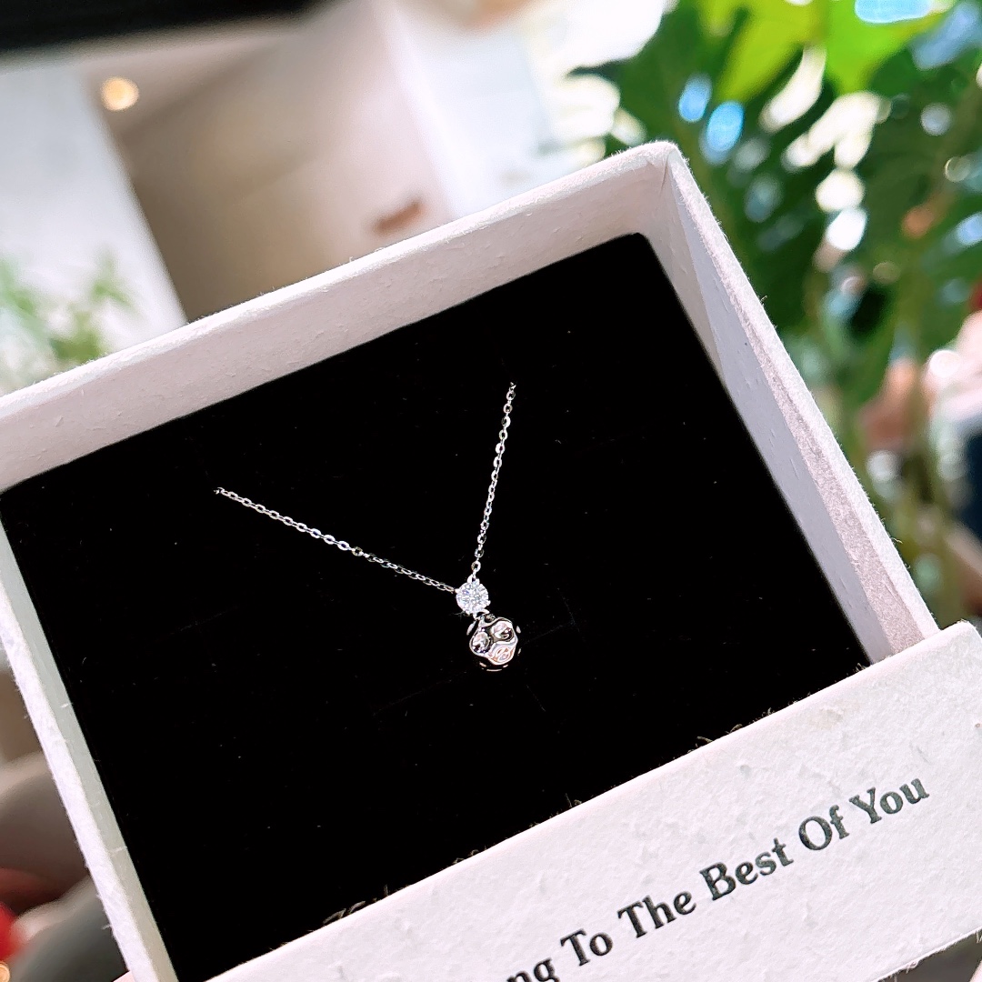 Solid Silver Moissanite Necklace Pure Engagement Gold