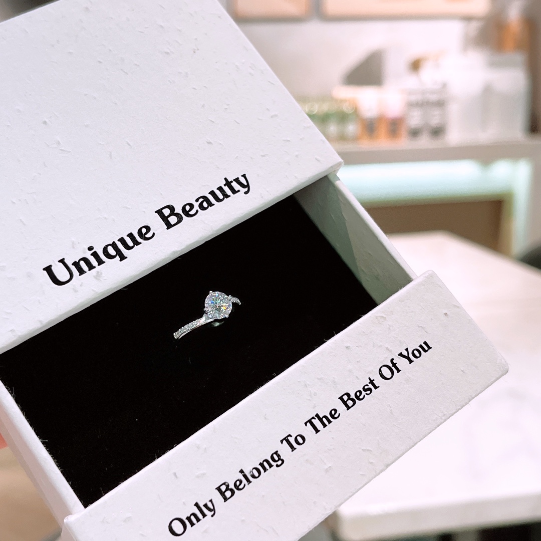 Solid Silver Moissanite Ring Forest Wedding Silver