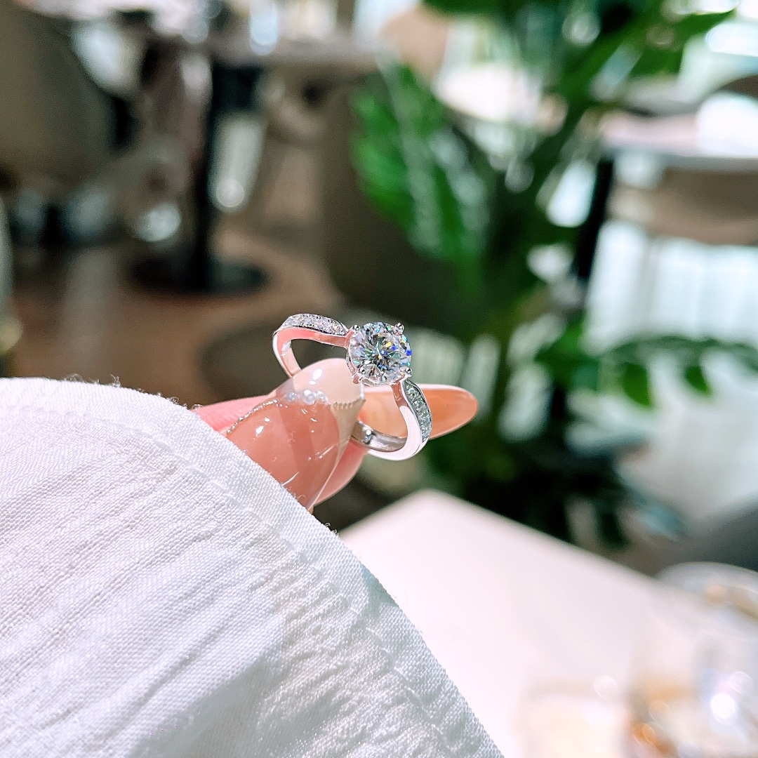 Solid Silver Moissanite Ring Playful Mother's Day Gold