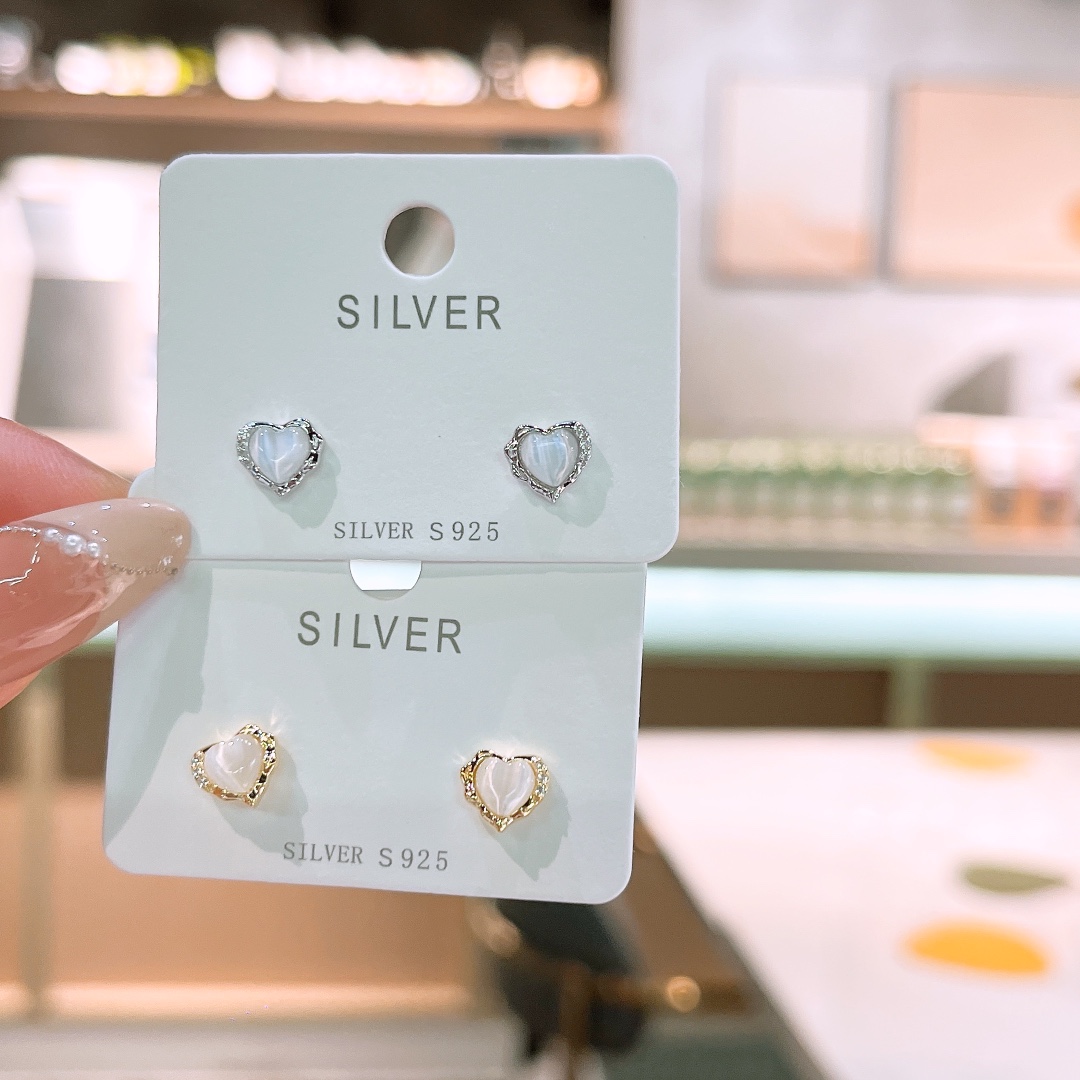 925 Silver Earrings Light Luxury Party Gold