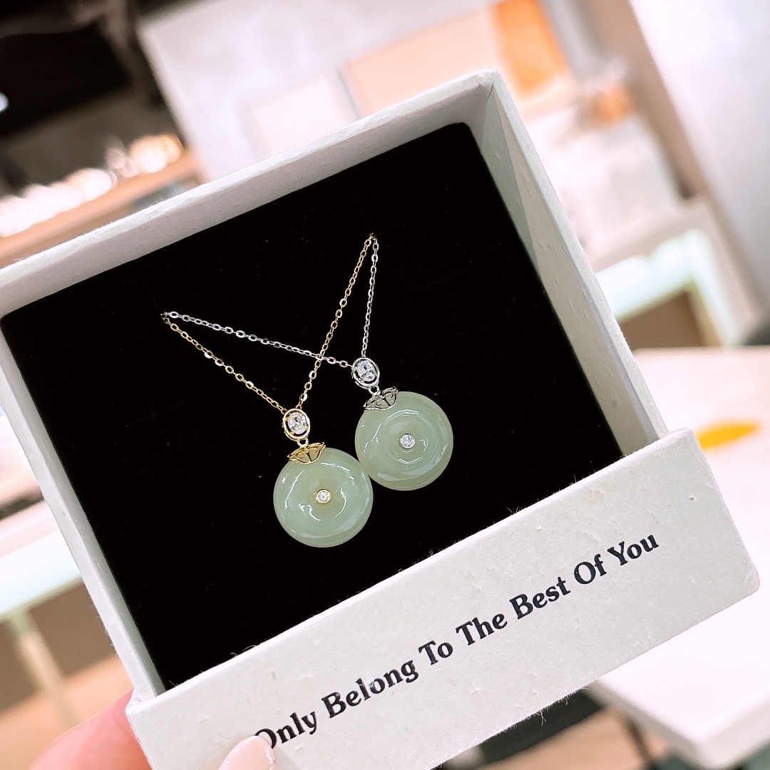 925 Silver Hetian Jade Necklace Intellectual Housewarming Silver