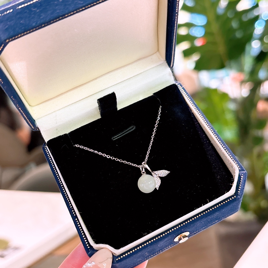 Solid Silver Hetian Jade Necklace Intellectual Spring Festival Silver