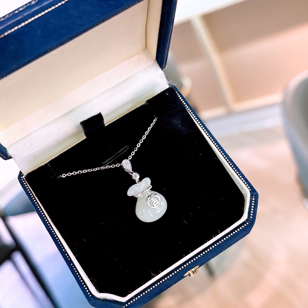 Nickel Free Silver Hetian Jade Necklace Ultra Minimal Father's Day