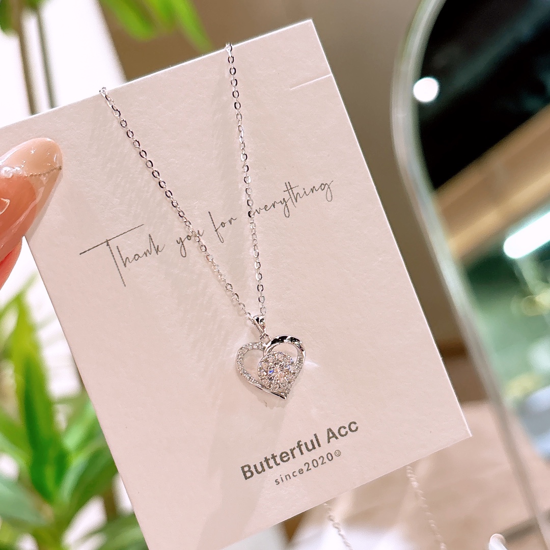 Nickel Free Silver Moissanite Necklace Chic Mother's Day Silver